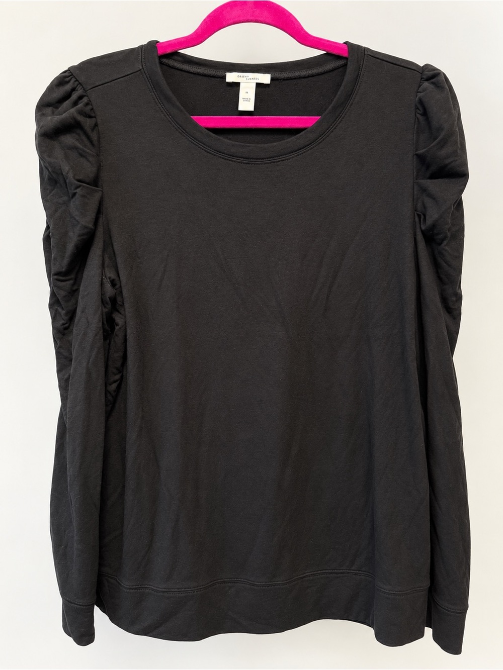Daily Ritual Black Puff Sleeve Long Sleeve Top Size Large